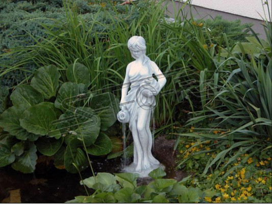 Figura de jardín "Señora Fontaine" 78cm Figura de estanque de personas de hormigón.