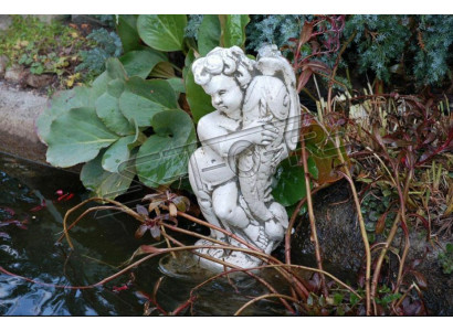 Figura de jardín Ángel Fuente 42cm Figura de estanque de personas de hormigón.