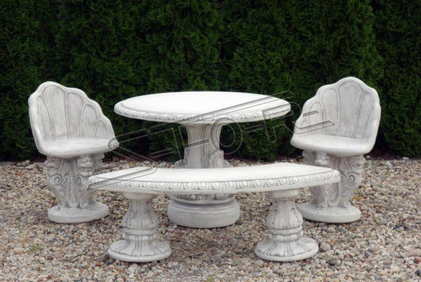 Mesa de piedra terraza jardín decoración muebles diseño de estilo antiguo elegante