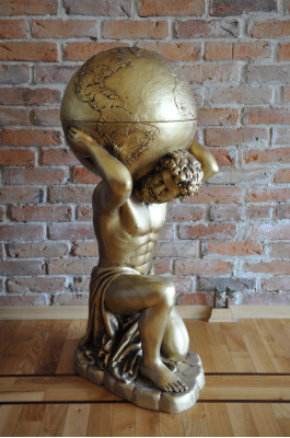 Estilo antiguo Globo clásico Atlas Minibar Bar Soporte para vinos Estatua Escultura Decoración