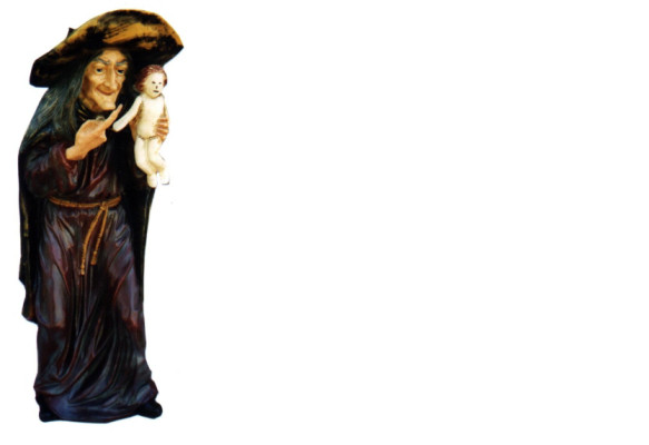 Diseño de la estatua de la figura de la bruja Baba Yaga, escultura de figuras decorativas de esculturas de decoración.