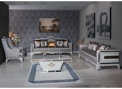 Conjunto de sofá clásico de estilo real, muebles de sofá con mesa de café, conjunto de 4 piezas.