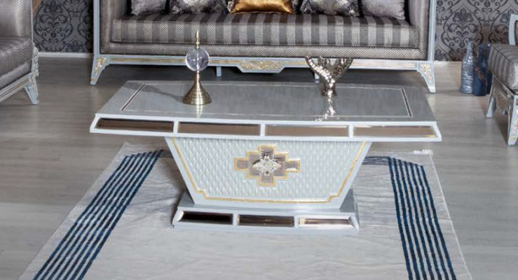 Conjunto de sofá clásico de estilo real, muebles de sofá con mesa de café, conjunto de 4 piezas.