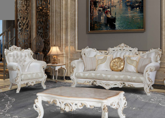 Diseño de sofá de tres plazas Chesterfield con cojines tapizados en tela.