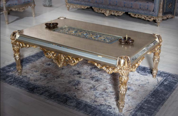 Sofá Chesterfield Barroco 3+1 plazas Mesa de centro Conjunto de sofás Muebles Tapizados