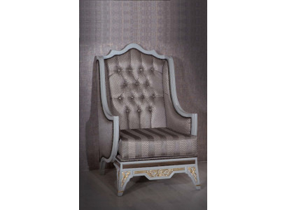 Sillón clásico de lujo diseñador gris textil 1 plaza tapizado asiento individual muebles nuevos