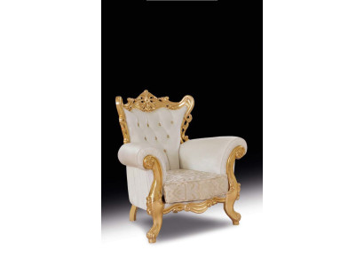Sillón Chesterfield Blanco Sofá 1 Plaza Madera Textil Tapizado Nuevo