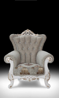 Hermoso sillón de estilo clásico para la sala de estar con patrones brillantes.