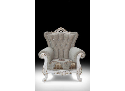 Hermoso sillón de estilo clásico para la sala de estar con patrones brillantes.