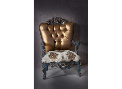 Sillón de diseño Chesterfield con respaldo dorado para sala de estar