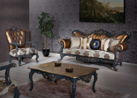 Sillón de diseño Chesterfield con respaldo dorado para sala de estar