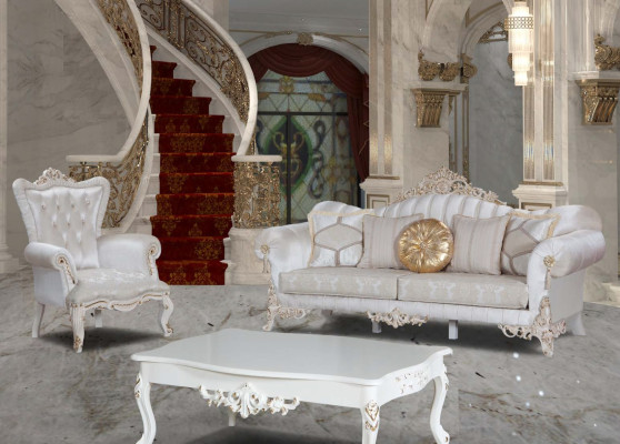 Sillón Blanco Salón Textil Diseño Chesterfield Estilo Italiano