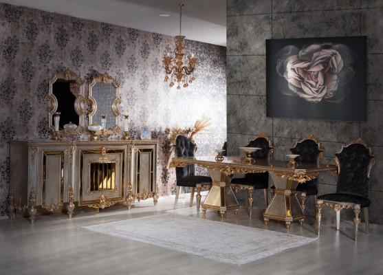 Conjunto de comedor francés: sofá 4 sillas mobiliario de comedor 5 piezas.