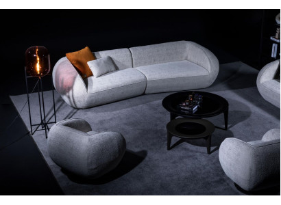 Conjunto de sofá de lujo gris de cuatro plazas, sillón de lujo, sofá de tela.