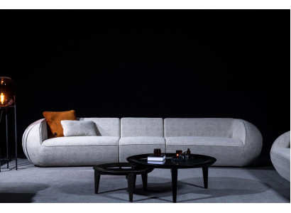 Gran salón de cinco plazas en tela de sofá de lujo moderno.