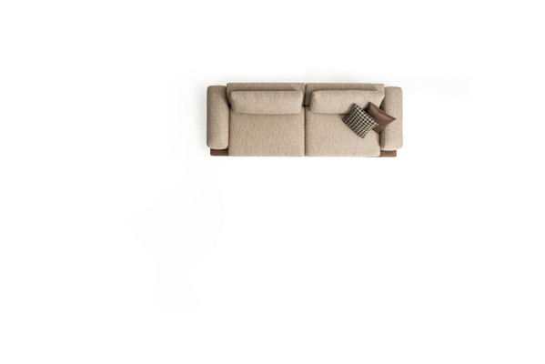 Sofá beige de lujo de tres plazas, estilo moderno, sofá de salón, muebles tapizados.