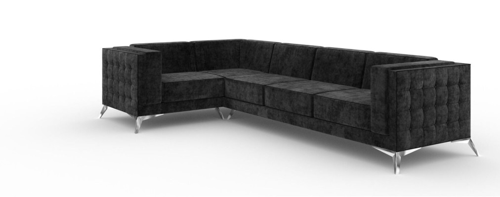 Sofá esquinero Chesterfield en forma de L de diseño de tela acolchada asiento textil sofá esquina nuevo.