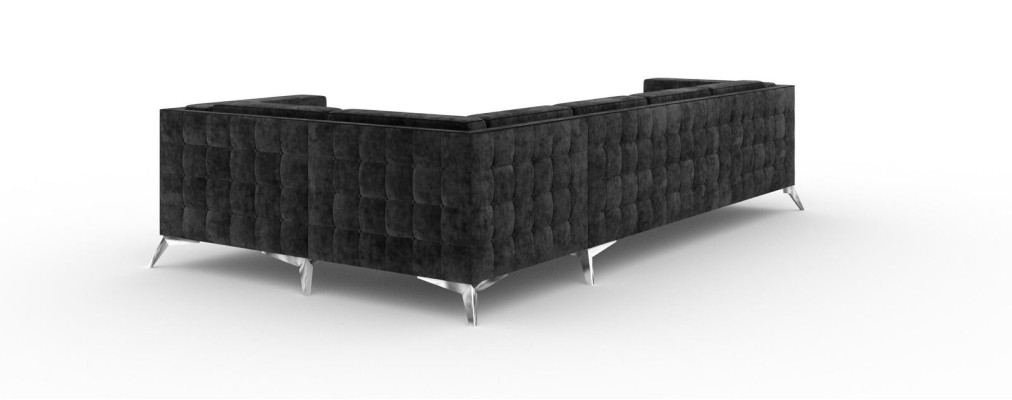 Sofá esquinero Chesterfield en forma de L de diseño de tela acolchada asiento textil sofá esquina nuevo.