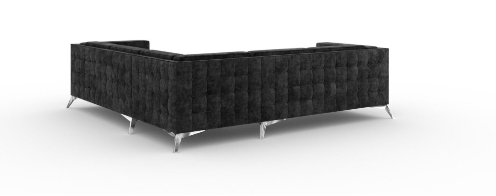 Sofá esquinero de diseño de terciopelo negro Chesterfield Chesterfield Sofá Sofá paisaje doméstico de tela