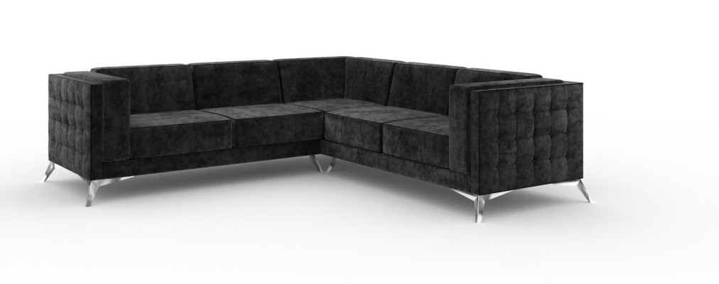 Sofá esquinero de diseño de terciopelo negro Chesterfield Chesterfield Sofá Sofá paisaje doméstico de tela