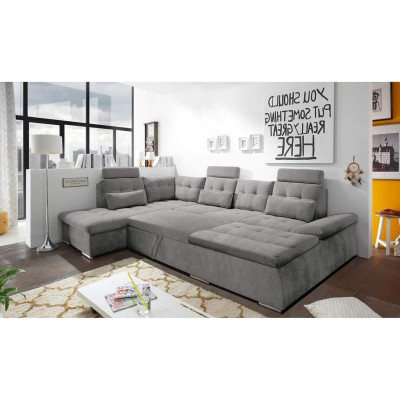Sofá de esquina en forma de U Sofá salón Conjunto Función de cama Acolchado Diseño