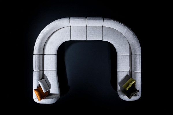 Sofá en forma de U, diseño de lujo para sala de estar moderna, sofá seccional de tela.