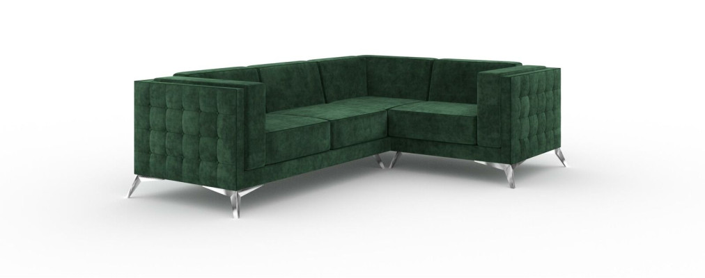 Sofá esquinero en forma de L Sofá sofá de diseño Sofás tapizados de tela modernos Conjunto de esquina verde