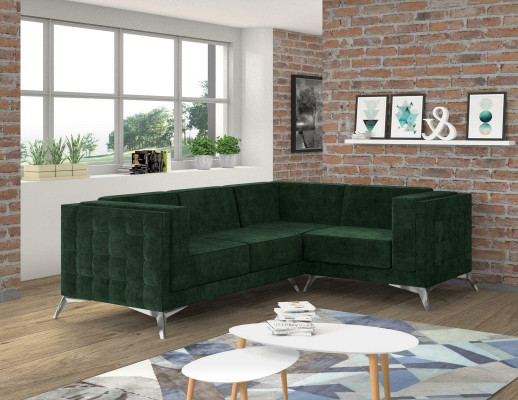 Sofá esquinero en forma de L Sofá sofá de diseño Sofás tapizados de tela modernos Conjunto de esquina verde