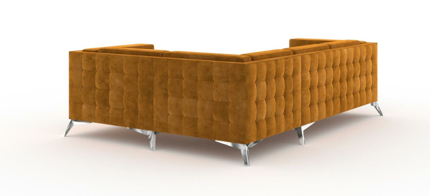 Sofá de esquina en forma de L, sofá diseñado, sofá, conjunto de asientos acolchado, tela, paisaje de vida