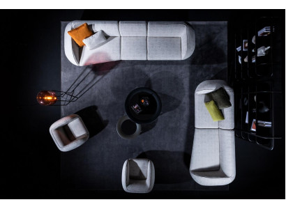 Conjunto de sala de estar de cinco plazas, sillón de una plaza, sofás de cuatro plazas en tapizado.