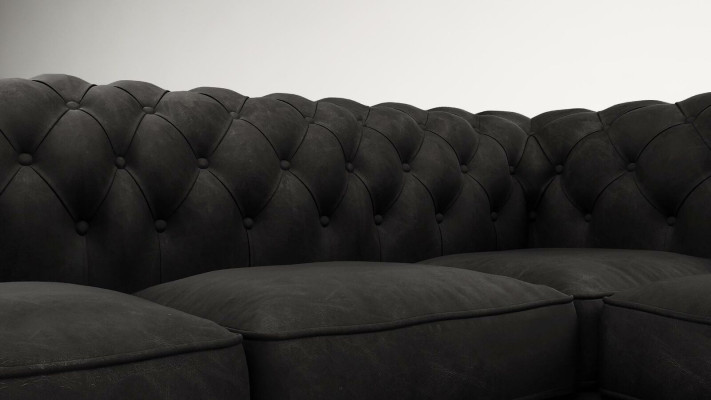Sofá de esquina Chesterfield en forma de L tela diseño sofá acolchado asiento sofá textil