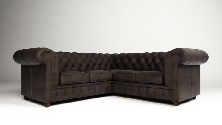 Sofá de esquina Chesterfield en forma de L tela diseño sofá acolchado asiento sofá textil