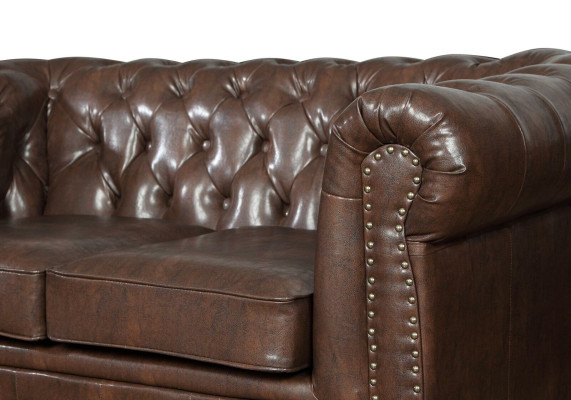 Sofá de cuero Conjunto de sofá Juego de sofá 3+2 plazas Conjunto de sofás Diseño de sofá Chesterfield