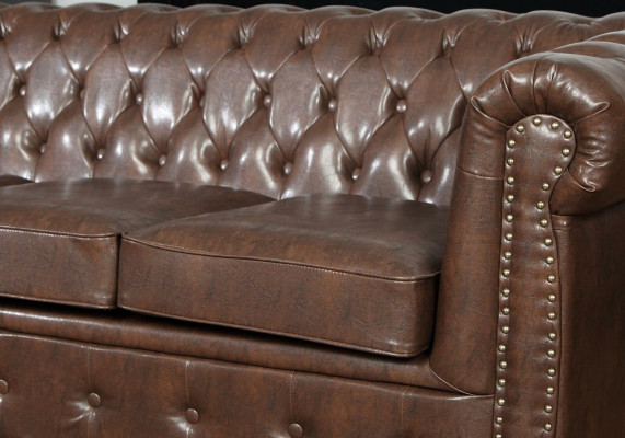 Sofá de cuero Conjunto de sofá Juego de sofá 3+2 plazas Conjunto de sofás Diseño de sofá Chesterfield