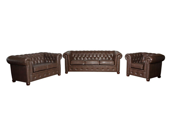 Sofá de cuero Conjunto de sofá Juego de sofá 3+2 plazas Conjunto de sofás Diseño de sofá Chesterfield