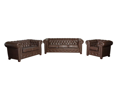 Sofá de cuero Conjunto de sofá Juego de sofá 3+2 plazas Conjunto de sofás Diseño de sofá Chesterfield
