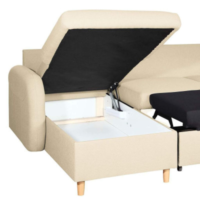 Sofá esquinero sofá acolchado sofá sofá en forma de U función de cama textil tela