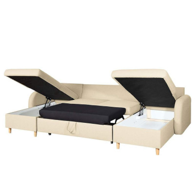 Sofá esquinero sofá acolchado sofá sofá en forma de U función de cama textil tela