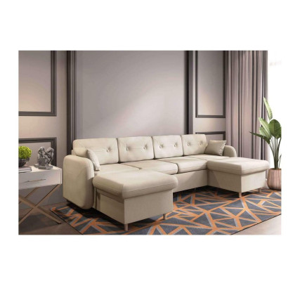 Sofá esquinero sofá acolchado sofá sofá en forma de U función de cama textil tela