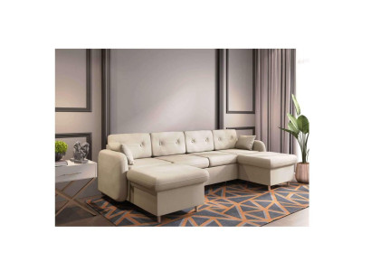 Sofá esquinero sofá acolchado sofá sofá en forma de U función de cama textil tela