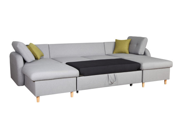 Sofá de esquina de tela con función de cama en forma de U, diseño de sofá decorativo.