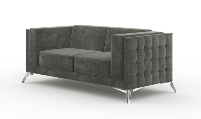 Sofá Chesterfield Chester Sofá tapizado de 2 plazas Sofás Gris Conjunto de asientos Nuevo