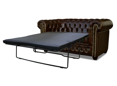 Sofá de 2 plazas diseño moderno tapizado en cuero y tela con función de cama dos plazas.