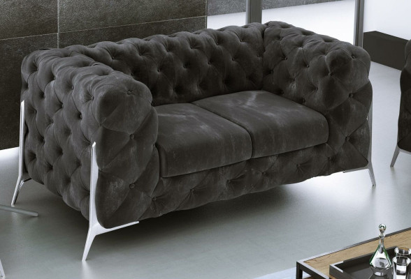 Sofá Chesterfield de 2 plazas, tapizado en tela, asiento acolchado, sofás de cuero y tela.
