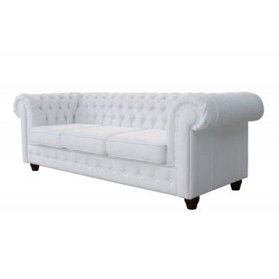 Diseño Clásico Chesterfield Gran Sofá XXL de Cuero Textil Sofás 3 Plazas