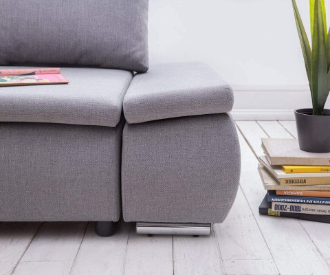 Sofá cama con diseño de sofá esquinero en forma de L con función de cama en tela de sofás.