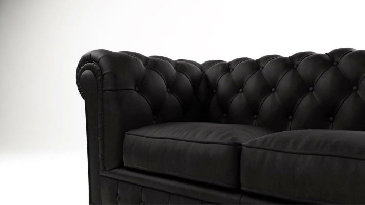 Diseño Sofá Chesterfield de 2 plazas Sofá Tapizado de Cuero Sofás de Sala de Estar