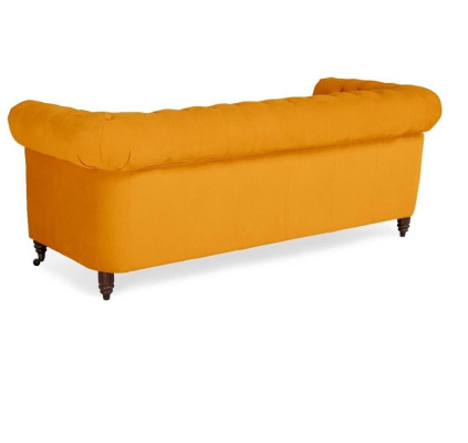 Muebles Chesterfield clásicos Sofá de tres plazas Tela Diseño elegante Naranja