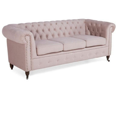 Muebles Chesterfield clásicos de 3 plazas en tela - Sofá de diseño elegante nuevo.