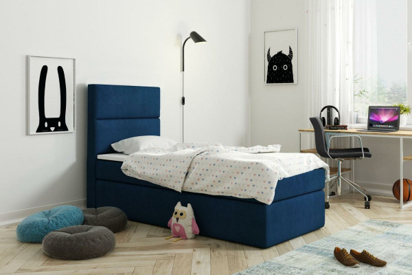 Cama somier azul diseño cama grande con acolchado de hotel matrimonial de lujo camas de 80x200cm nuevo.